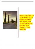 HESI EXIT ADVANCED PATHOPHYSIOLOGY COMPLETE EXAM QUESTIONS AND ANSWERSALREADY GRADED 100% VERIFIED LATES UPDATES