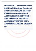 Nutrition ATI Proctored Exam 2024 / ATI Nutrition Proctored 2024 ExamRETAKE Question EXAM latest update 2024 ACTUALEXAM QUESTIONS AND CORRECT DETAILED ANSWERS VERIFIED 100% ANSWERS ALREADY GRADED A+