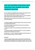 NCM 109 MIDTERMS EVALUATION EXAM QUESTIONS AND ANSWERS 2024 WITH COMPLETE SOLUTION