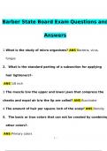 Barber State Board Exam Questions and Answers (2024 / 2025) (Verified Answers)