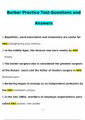 Barber Practice Test  Questions and Answers Latest (Verified Answers)