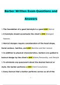 Barber Written Exam Questions and Answers Latest (Verified Answers)