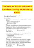 Test Bank for Success in Practical Vocational Nursing 9th Edition by Knecht | Complete Chapters 1-42
