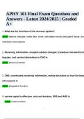 APHY 101 Final Exam Questions and Answers - Latest 2024/2025 | Graded A+