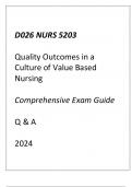 (WGU D026) NURS 5203 Quality Outcomes in a Culture of Value Based Nursing Comprehensive Exam