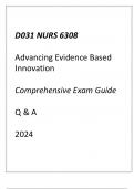 (WGU D031) NURS 6308 Advancing Evidence Based Innovation Comprehensive Exam Q & A 2024