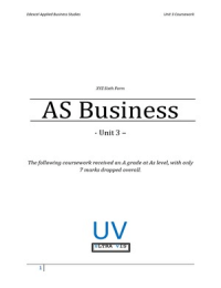 Unit 3 Coursework - Edexcel Applied Business Studies