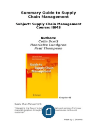 Full Summary - Guide to Supply Chain Management