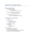 BUS1007S Test 1 Notes: Nature of an organisation, and Organisational Structure
