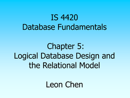 Database Logical Design and the Relational Model 