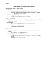 Abnormal Psychology; Understanding and Treating Mental Disorders (ch. 2 notes)