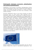 Distinguish between economic globalisation and political globalisation. (15) - Unit 3D