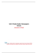 MC101 (Mass Communication in Society) - Unit 3 Study Guide for Quiz - Graded A - SEMO