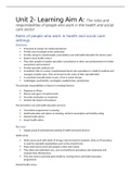 unit 2- working in health and social care (BTEC)