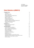 Summary Data Statistics (JBM010) 2020/2021