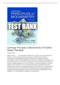 Test Bank for Lehninger Principles of Biochemistry 7th Edition by Nelson (complete, questions/answers/rationales) | Lehninger Principles of Biochemistry 7th Edition Nelson Test Bank