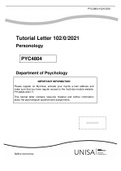 PYC4804 Personology Department of Psychology Tutorial Letter 102/0/2021 - What you need to know