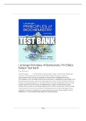 Test Bank for Lehninger Principles of Biochemistry 7th Edition by Nelson (complete, questions/answers/rationales) | Lehninger Principles of Biochemistry 7th Edition Nelson Test Bank|BIOCHEM OFFICIAL EXAM