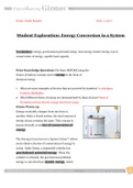 PHY 1307 Gizmo Energy Conversions - Updated | Student Exploration: Energy Conversion in a System