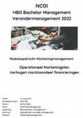 NCOI geslaagde moduleopdracht Marketingmanagement - Operationeel Marketingplan - Verhogen Marktaandeel bankfinanciering - Geslaagd Feb. 2022 (Cijfer 8)