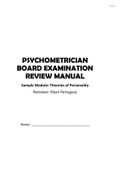 PSYCHOMETRICIAN  BOARD EXAMINATION  REVIEW MANUAL Sample Module: Theories of Personality
