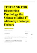 TESTBANK FOR Discovering Psychology the Science of Mind 1st edition by Cacioppo Freberg