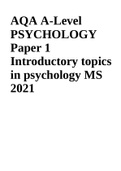 AQA A-Level PSYCHOLOGY Paper 1 Introductory topics in psychology MS 2021