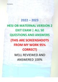 2024 – 2025 HESI OB MATERNAL VERSION 2 EXIT EXAM | ALL 50 QUESTIONS AND ANSWERS (THIS ARE SCREENSHOOTS FROM MY WORK 95% CORRECT) WELL REVIEWED AND ANSWERED 100%