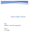 Take home toets Blok 1: Een Leven Lang Gezond (GZW1021)