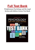 Wrightsmans Psychology and the Legal System 9th Edition Greene Test Bank