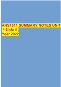 AHS1511 SUMMARY NOTES UNIT1 Upto 5 Year 2022