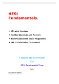 HESI Fundamentals.   •	12 Latest Versions •	Verified Questions and Answers •	Best Document for Exam Preparation •	100 % Satisfaction Guaranteed     Complete and Latest Guide For HESI Fundamentals Exam 2022  