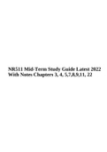 NR511 Differential Diagnosis And Primary Care Practicum  Mid-Term Study Guide Latest 2022 With Notes Chapters 3, 4, 5,7,8,9,11, 22.