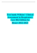 Test bank-Wilkins’ Clinical Assessment in Respiratory Care 8th Edition by  Heuer
