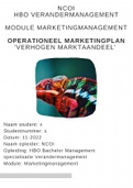 NCOI Operationeel Marktingplan geslaagd 2022 - Operationeel marketingplan 'Verhogen Marktaandeel'  - HBO Marketingmanagement - Geslaagd (8) met feedback