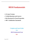 HESI Fundamentals | 12 Latest Versions | Verified Questions and Answers • Best Document for Exam Preparation • 100 % Satisfaction Guaranteed Complete and Latest Guide For HESI Fundamentals Exam