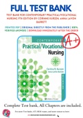 Test Bank For Contemporary Practical/Vocational Nursing 9th Edition by Corinne Kurzen; Anna LaVon Barrett 9781975136215 Chapter 1-16 Complete Guide.
