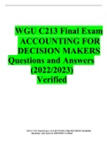 WGU C213 Final Exam: ACCOUNTING FOR DECISION MAKERS Questions And Answers (2022/2023) Verified