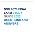 NSG 6020 FINAL  EXAM STUDY  GUIDE 2022  QUESTIONS AND  ANSWERS