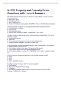 NJ PSI Property and Casualty Exam Questions with correct Answers