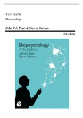 Test Bank - Biopsychology, 9th, 10th and 11th Edition by Pinel. All Chapters