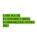 CAIE IGCSE ECONOMICS (0455) SUMMARIZED NOTES 2023