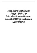 HLST 200 Final Exam Prep - Unit 7-9 Introduction to Human Health 2023 (Athabasca University)