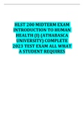 HLST 200 MIDTERM EXAM INTRODUCTION TO HUMAN HEALTH (I) (ATHABASCA UNIVERSITY) COMPLETE 2023 TEST EXAM ALL WHAT A STUDENT REQUIRES 