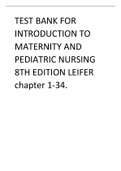 TEST BTEST BANK FOR INTRODUCTION TO MATERNITY AND PEDIATRIC NURSING 8TH EDITION LEIFER CHAPTER 1- 34ANK FOR INTRODUCTION TO MATERNITY AND PEDIATRIC NURSING 8TH EDITION LEIFER