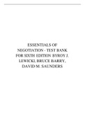 ESSENTIALS OF NEGOTIATION - TEST BANK FOR SIXTH EDITION BYROY J. LEWICKI, BRUCE BARRY, DAVID M. SAUNDERS