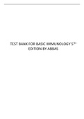 TEST BANK FOR BASIC IMMUNOLOGY 5TH EDITION BY ABBAS