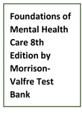 Foundations of Mental Health Care 8th Edition by Morrison-Valfre Test Bank