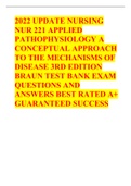 TEST BANK FOR APPLIED PATHOPHYSIOLOGY A CONCEPTUAL APPROACH TO THE MECHANISMS OF DISEASE - 3RD EDITION BRAUN QUESTIONS AND ANSWERS