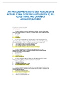  ATI RN COMPREHENSIVE EXIT RETAKE 2019 ACTUAL EXAM SCREEN SHOTS (FORM B) ALL QUESTIONS AND CORRECT ANSWERS|AGRADE